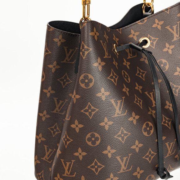 Louis Vuitton NeoNoe MM Monogram Canvas & Black Leather Bucket Bag - Picture 8 of 15